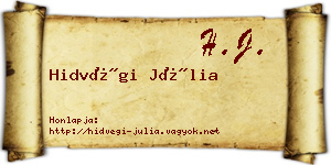 Hidvégi Júlia névjegykártya