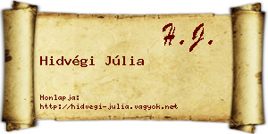 Hidvégi Júlia névjegykártya